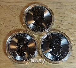 (Lot of 3) Canadian $5 Silver Maple Leaf 2017 2018 2019