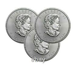 Lot of 3 Silver 2021 Canada 1 Oz. 9999 Silver Maple Leaf $5 Coins