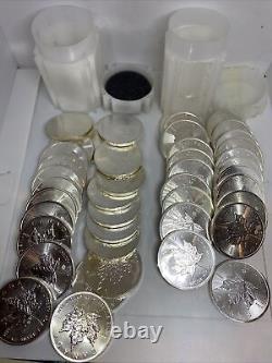 Lot of 44 1oz Silver Maple Leafs Canada Mixed Dates & Condition