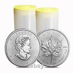Lot of 50 2021 1 oz Canadian Silver Maple Leaf. 9999 Fine $5 Coin BU