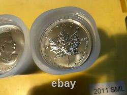 Lot of 50 Total Ounces 2011 1 oz Canadian Silver Maple Leaf. 9999 Fine