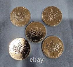 Lot of (5) 2013 CANADA Maple Leaf's 1 oz. Silver. 9999