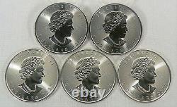 Lot of 5 2020 1 oz. Canada Silver Maple Leaf $5 Coins GEM BU