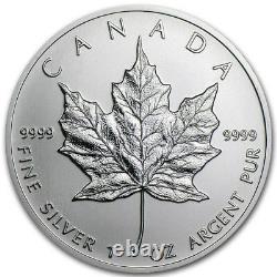 Lot of 5 Silver $5 Silver Canadian Maple Leaf 1 oz Random Year. 9999 Fine Coins