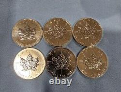Lot of (6) 2013 CANADA Maple Leaf's 1 oz. Silver. 9999