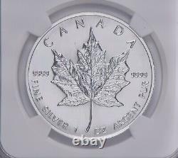 MS69 1998 Canada Silver 5 Dollars Maple Leaf NGC Canada Label