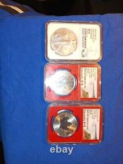 Mixed Lot with3 coins 2x2018 Canadian Maple Incuse MS70 and 2021 Silver Eagle MS70