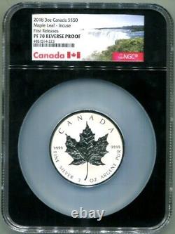 NGC-PF70 2018 Incuse Reverse Proof Canada 3-Ounce. 9999 Silver Maple Leaf WithCOA