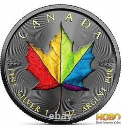 RAINBOW EDITION Maple Leaf 1 Oz Silver Coin 5$ Canada 2021