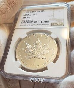 Rare Key Date 1988 S$5 Canada Silver Maple Leaf NGC MS-68 FYOI in New Slab