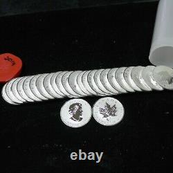 Roll of (25) 2014 Canada Maple Leaf 1 oz Silver. 9999 withHorse Privy $5 Coins