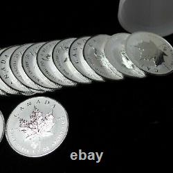 Roll of (25) 2014 Canada Maple Leaf 1 oz Silver. 9999 withHorse Privy $5 Coins