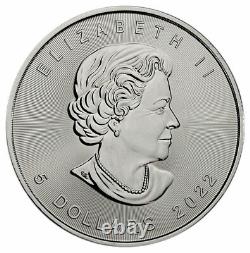 Roll of 25 2022 Canada 1 oz Silver Maple Leaf $5 Coins GEM BU