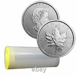 Roll of 25 CANADIAN $5 2014 MAPLE LEAF 1 oz SILVER COINS Choice BU MINT TUBE