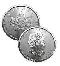 Roll of 25 Silver 2022 Canadian 1 oz. 9999 Maple Leaf Bullion Coins