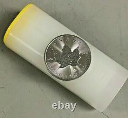 Roll of 25 Silver 2022 Canadian 1 oz Maple Leaf Bullion. 9999 Leafs Coins