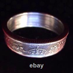 SILVER COIN RING CANADA GEORGE V MAPLE LEAF DESIGN, SIZE 9 or sized to fit