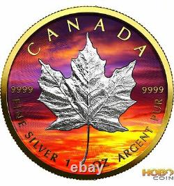 SUNSET EDITION Maple Leaf 1 Oz Silver Coin 5$ Canada 2021