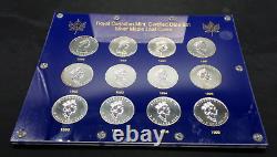 Set Of 12 Silver Maple Leaf $5 1988-1999 1 Oz. 9999 Silver Capitol Holder- Z328