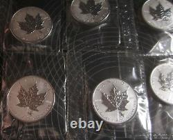 Set of 12-2004 Silver Maple Leaf Coins with Zodiac Privy Marks 1 oz. 9999 Silver
