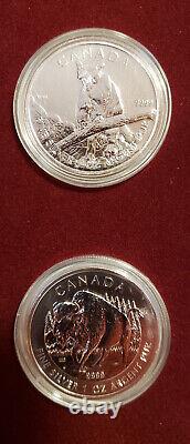 Set of 6 Canadian Maple Leaf Wildlife Series Coins 1oz Silver withBox 2011-2013
