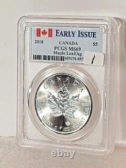 Silver $5 Maple Leaf Canadian Coin Graded PCGS
