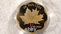 VERY RARE 2021 CANADA. 9999 ICONIC MAPLE LEAVES 26 GRAM SCALLOPED Coin