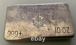 Vintage 1960's JMC Johnson Matthey Canada Maple Leaf 10oz Silver Bar Very Rare